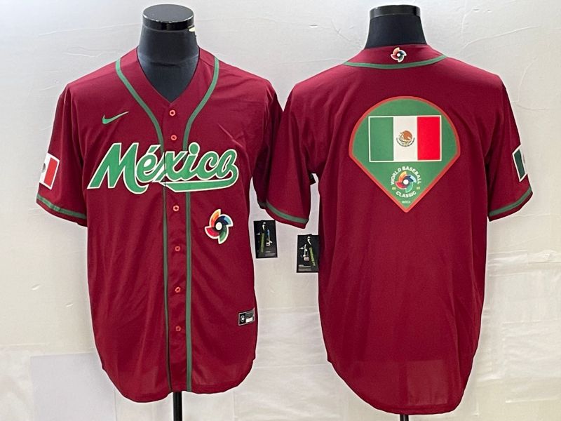Men 2023 World Cub Mexico Blank Red Nike MLB Jersey9->more jerseys->MLB Jersey